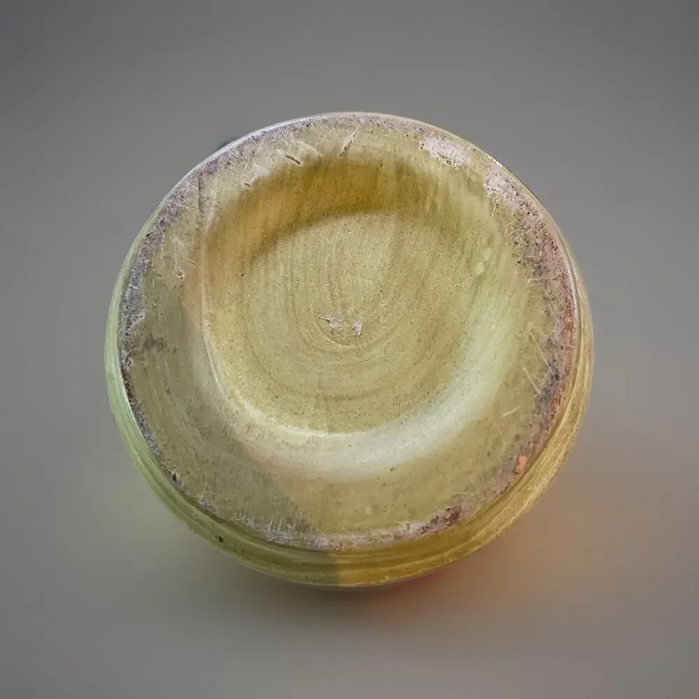 Butter Yellow Rustic Art Pottery Vase Natural Flower Handpainted Iris 8